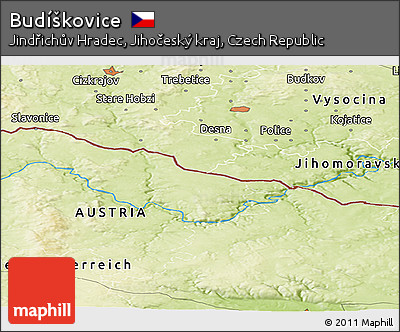 Physical Panoramic Map of Budíškovice