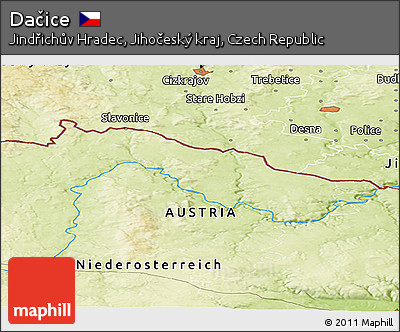 Physical Panoramic Map of Dačice