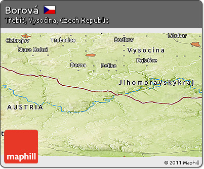 Physical Panoramic Map of Borová