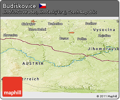 Physical Panoramic Map of Budíškovice