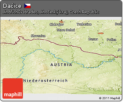 Physical Panoramic Map of Dačice