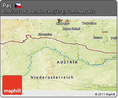 Physical Panoramic Map of Peč