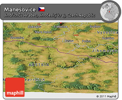 Satellite Panoramic Map of Manešovice