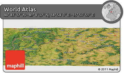 Satellite Panoramic Map of the Area around 48° 54' 57" N, 15° 22' 30" E