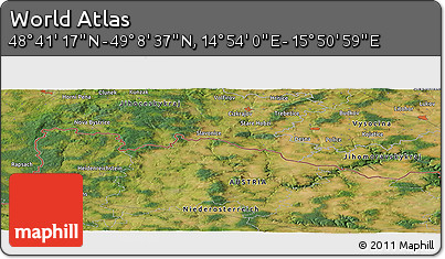 Satellite Panoramic Map of the Area around 48° 54' 57" N, 15° 22' 30" E