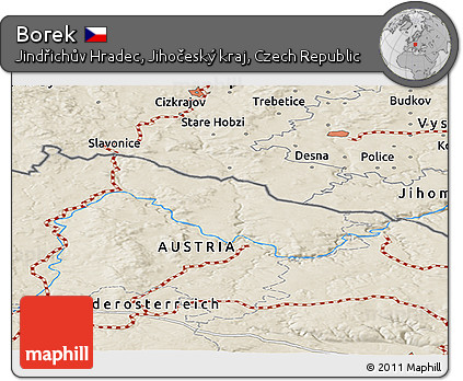 Shaded Relief Panoramic Map of Borek