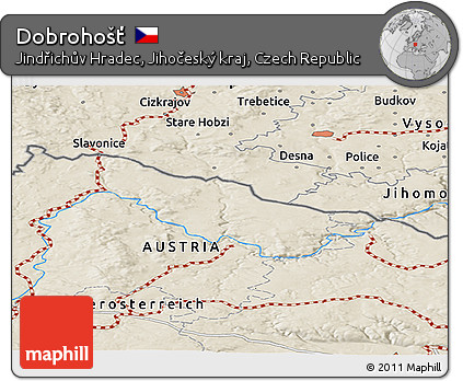 Shaded Relief Panoramic Map of Dobrohošť