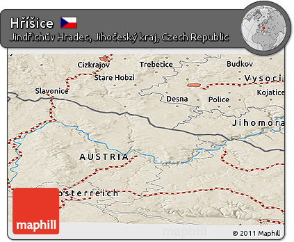 Shaded Relief Panoramic Map of Hříšice
