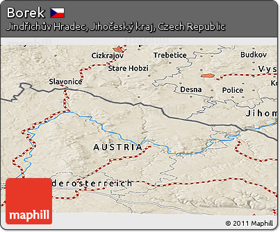Shaded Relief Panoramic Map of Borek