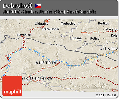 Shaded Relief Panoramic Map of Dobrohošť