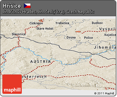 Shaded Relief Panoramic Map of Hříšice