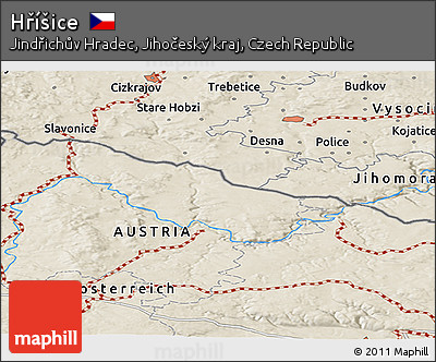 Shaded Relief Panoramic Map of Hříšice