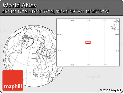 Blank Location Map of the Area around 48° 54' 57" N, 15° 13' 29" W