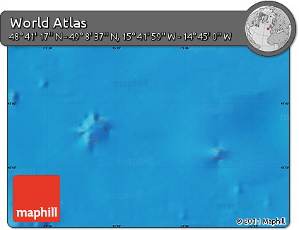 Physical Map of the Area around 48° 54' 57" N, 15° 13' 29" W