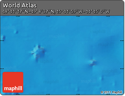 Physical Map of the Area around 48° 54' 57" N, 15° 13' 29" W