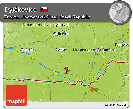 Physical 3D Map of Dyjákovice