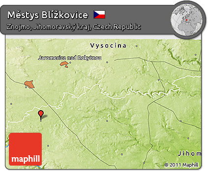 Physical 3D Map of Městys Blížkovice