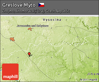 Physical 3D Map of Grešlové Mýto