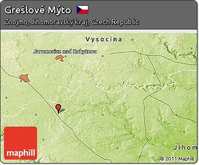 Physical 3D Map of Grešlové Mýto