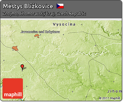 Physical 3D Map of Městys Blížkovice