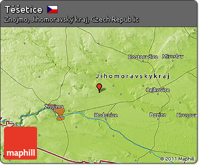 Physical 3D Map of Těšetice