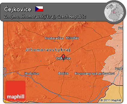 Political 3D Map of Čejkovice