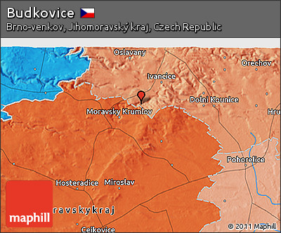 Political 3D Map of Budkovice