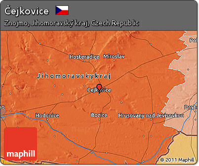 Political 3D Map of Čejkovice