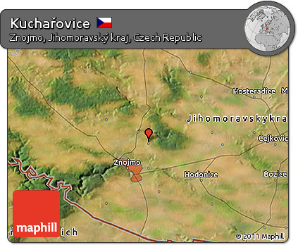Satellite 3D Map of Kuchařovice