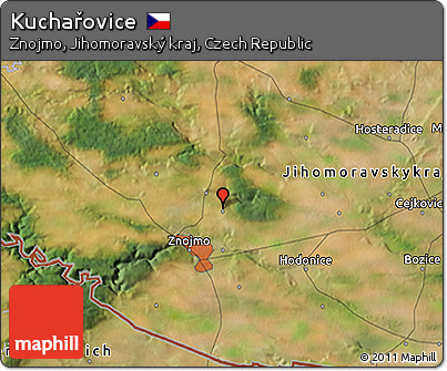 Satellite 3D Map of Kuchařovice