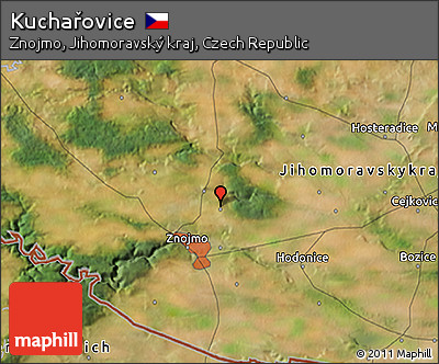Satellite 3D Map of Kuchařovice