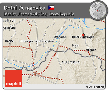 Shaded Relief 3D Map of Dolní Dunajovice