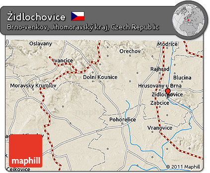 Shaded Relief 3D Map of Židlochovice