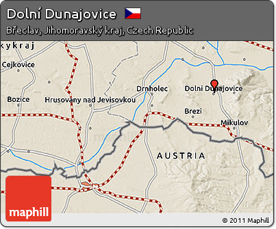 Shaded Relief 3D Map of Dolní Dunajovice