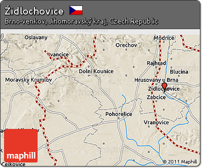 Shaded Relief 3D Map of Židlochovice