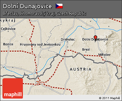 Shaded Relief 3D Map of Dolní Dunajovice