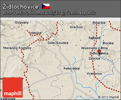 Shaded Relief 3D Map of Židlochovice