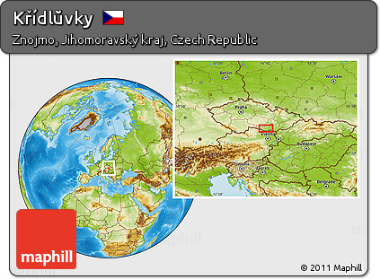 Physical Location Map of Křídlŭvky