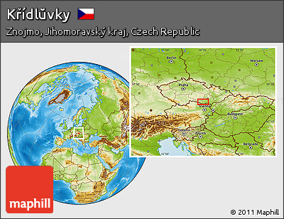 Physical Location Map of Křídlŭvky