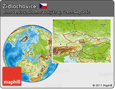 Physical Location Map of Židlochovice