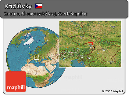 Satellite Location Map of Křídlŭvky