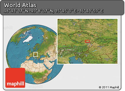 Satellite Location Map of the Area around 48° 54' 57" N, 16° 13' 30" E