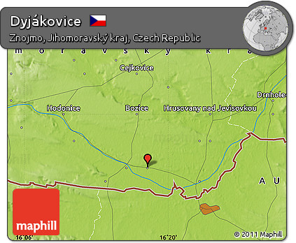 Physical Map of Dyjákovice