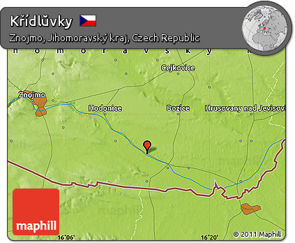 Physical Map of Křídlŭvky