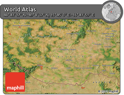 Satellite Map of the Area around 48° 54' 57" N, 16° 13' 30" E