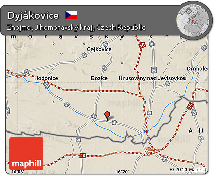 Shaded Relief Map of Dyjákovice