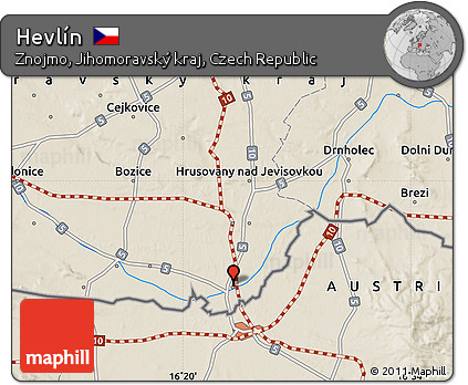 Shaded Relief Map of Hevlín