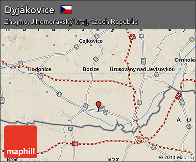 Shaded Relief Map of Dyjákovice