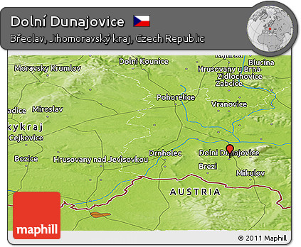 Physical Panoramic Map of Dolní Dunajovice