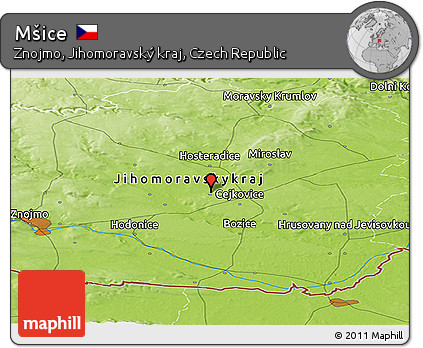 Physical Panoramic Map of Mšice